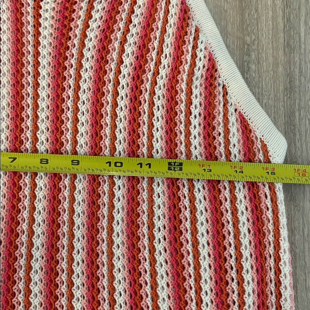 C&C California Knit Tank Coverup Dress Size Large Pink White Orange - Picture 4 of 6